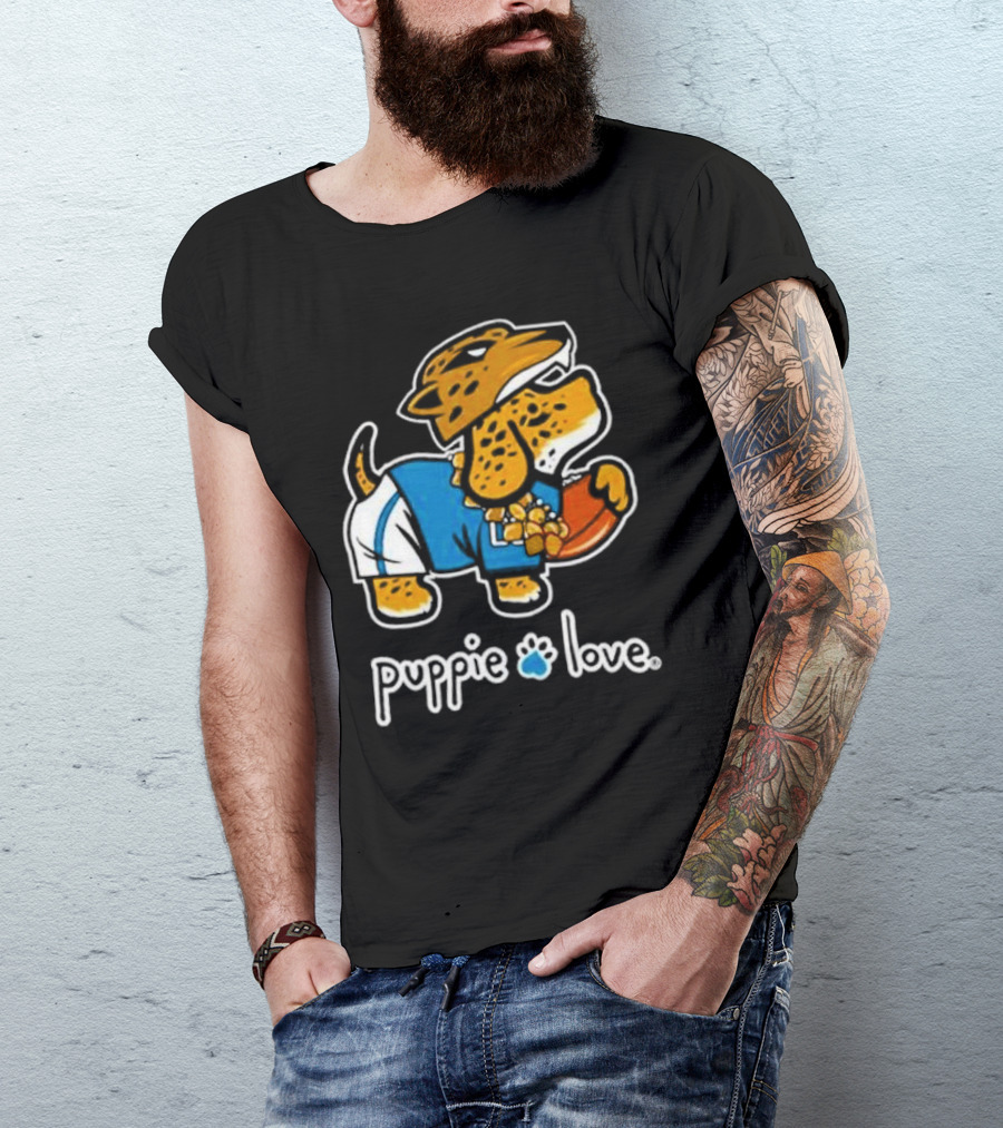 Jacksonville Jaguars Puppie Love Mascot Pup Football Fan T-Shirt