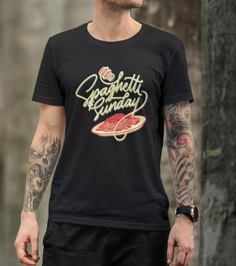 Spaghetti Sunday Pasta Dish With Fork And Plate T-Shirt