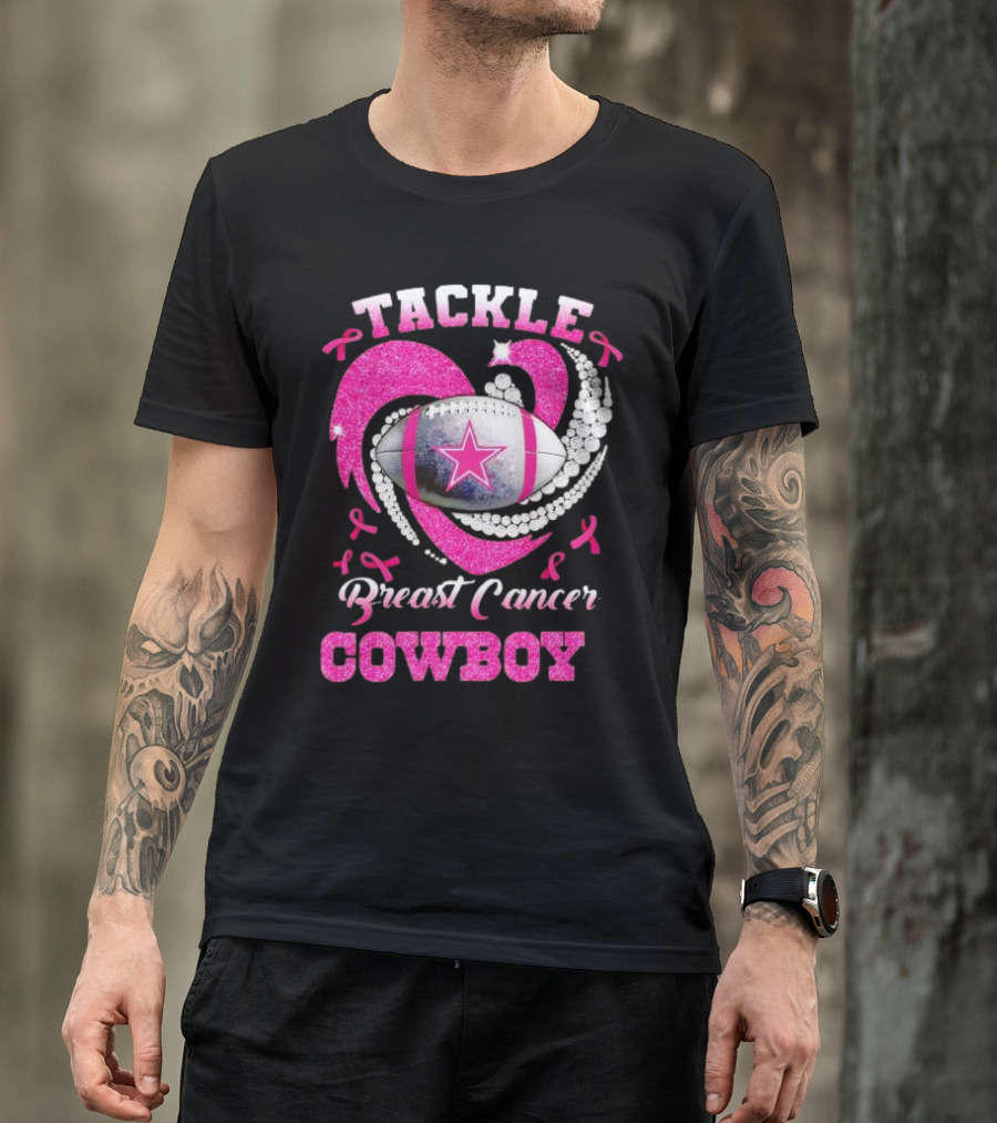 Tackle Breast Cancer Cowboy Football Pink Awareness T-Shirt