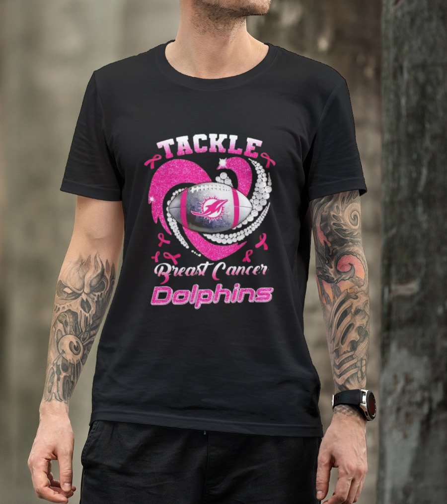 Tackle Breast Cancer Dolphins Football Awareness T-Shirt