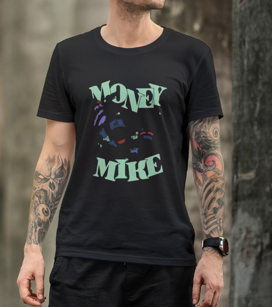 Money Mike Atlanta Braves Caricature Baseball Player With Dollars T-Shirt