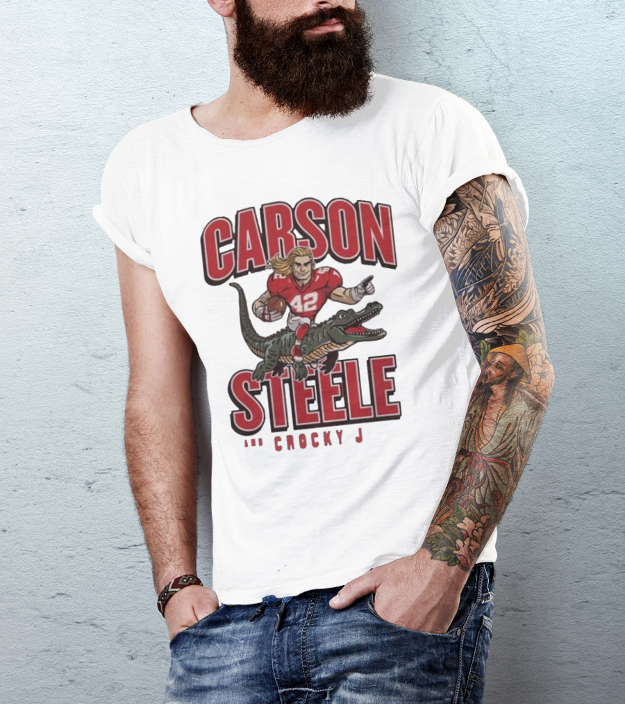 Carson Steele Riding Crocky J Football Kansas City Chiefs T-Shirt