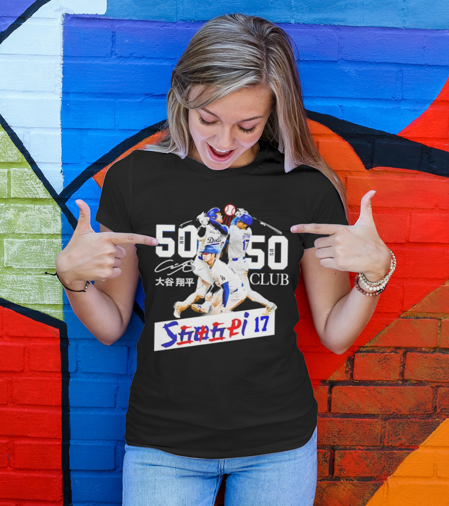 Shohei Ohtani 50 HR 50 SB Club Signature Dodgers 17 T-Shirt