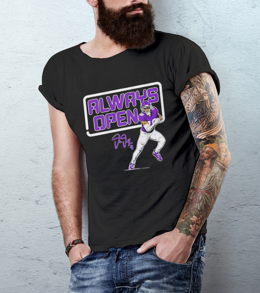 Always Open Justin Jefferson Minnesota Vikings 18 Signature T-Shirt