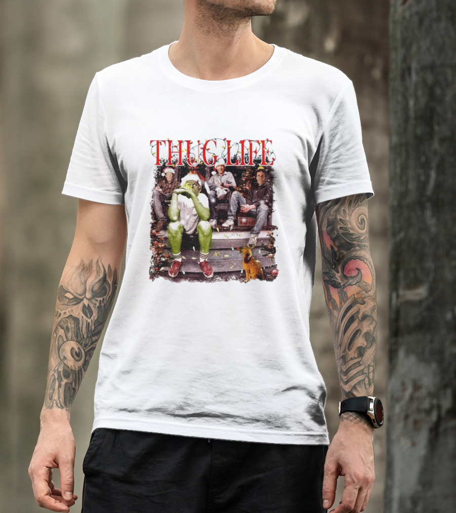 Thug Life Grinch Friends Christmas Dog Scene T-Shirt