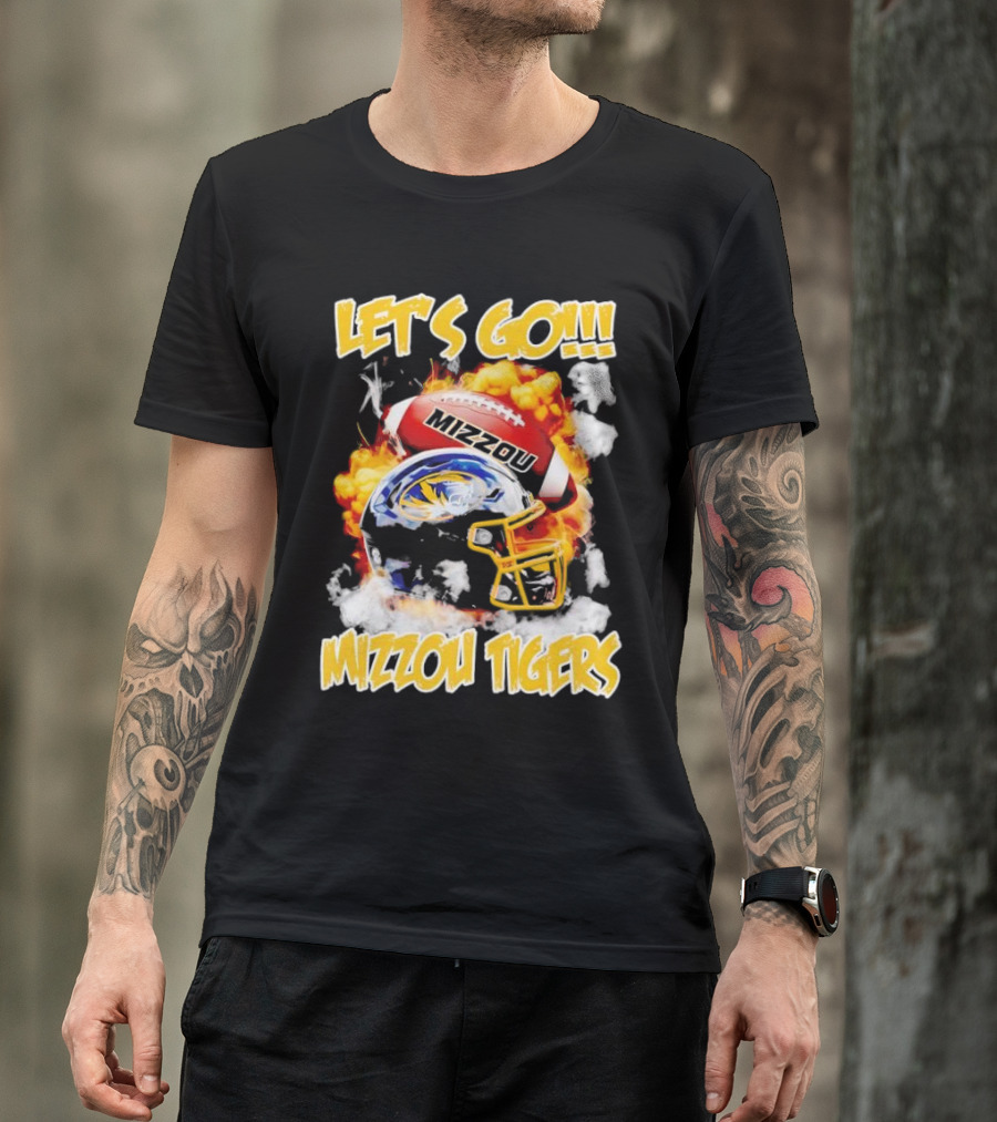 LET'S GO MIZZOU TIGERS FOOTBALL HELMET FIREBALL T-Shirt