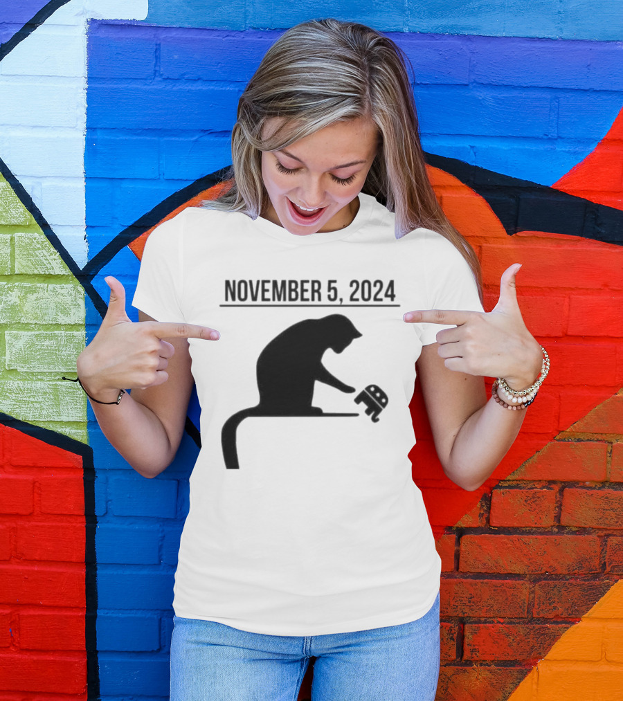 Cat Lady Knocking Republican Elephant November 5 T-Shirt