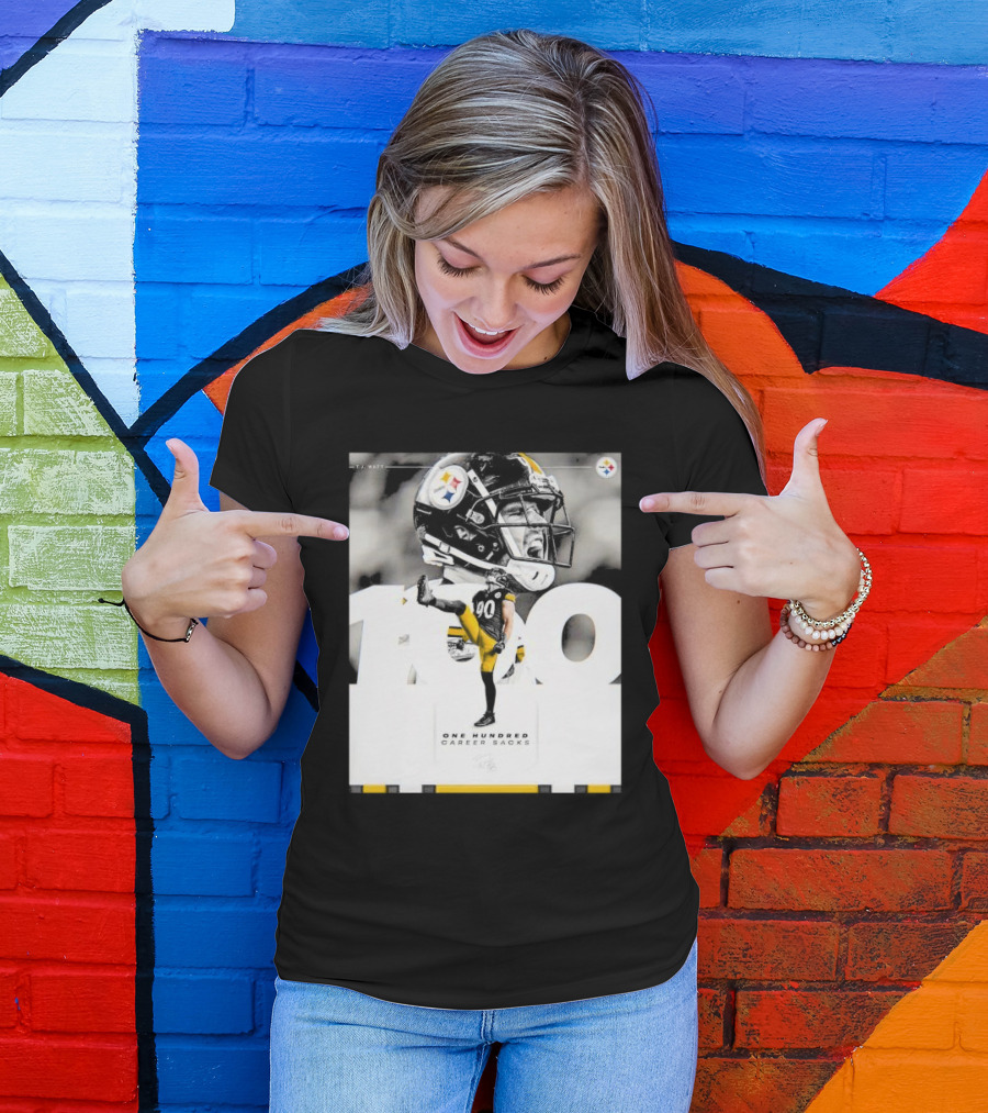 TJ Watt Pittsburgh Steelers 100 Career Sacks Signature T-Shirt