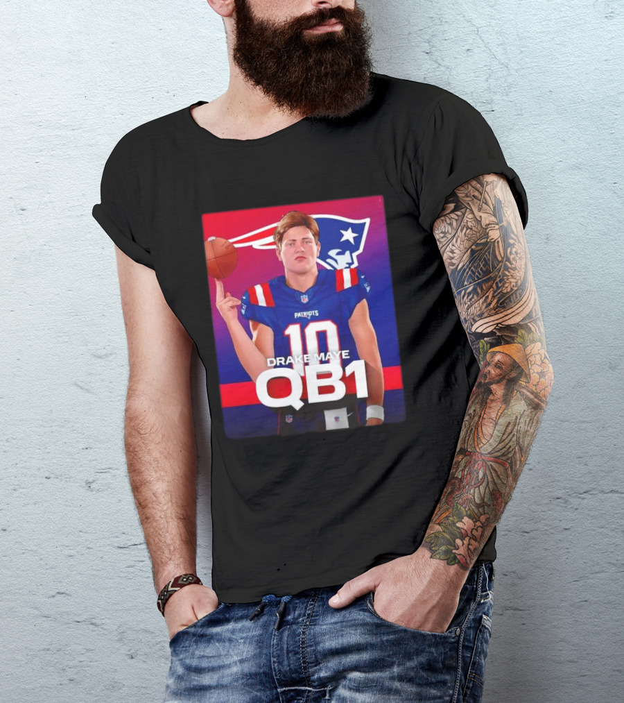 Drake Maye QB1 Era New England Patriots 10 Patriots T-Shirt