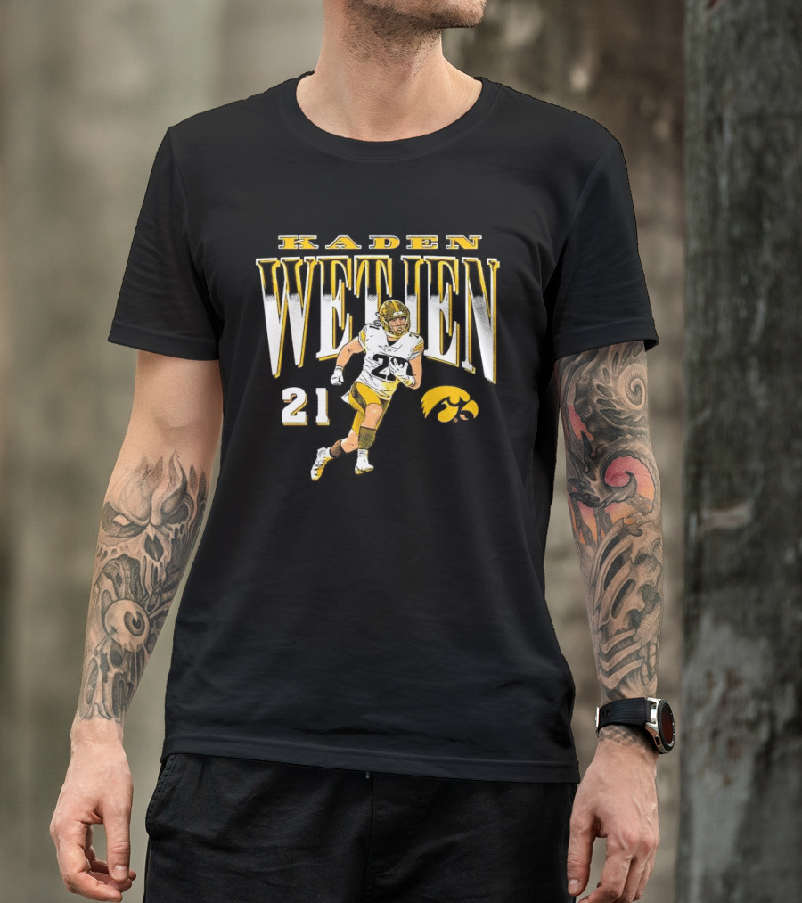 Kaden Wetjen Iowa Hawkeyes 21 Player Cartoon T-Shirt