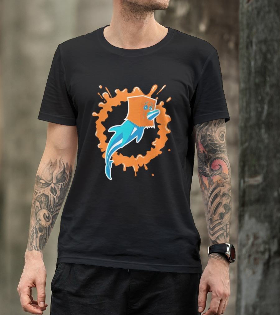 Paper Bag Dolphin Miami Dolphins Fan Humor NFL Sports Team T-Shirt