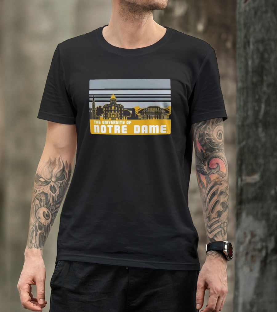 The University Of Notre Dame Fighting Irish Striped Campus Skyline T-Shirt