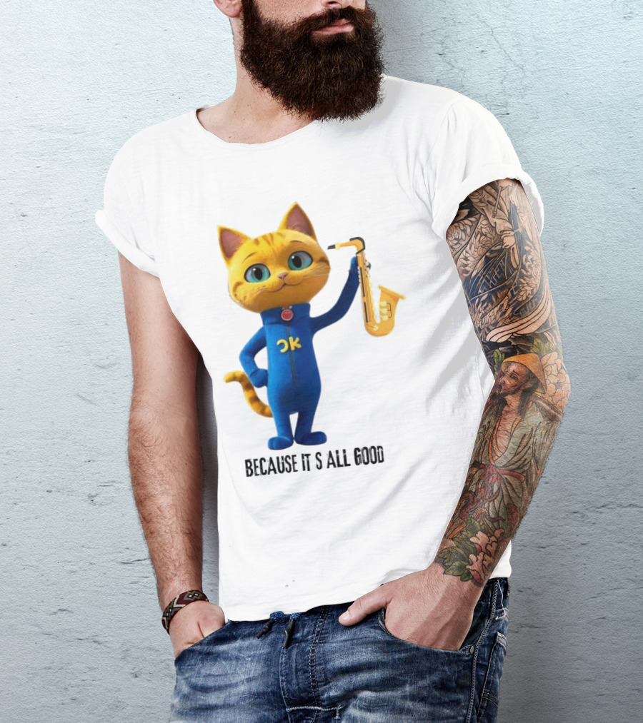 Pete The Cat With Saxophone Because It's All Good T-Shirt