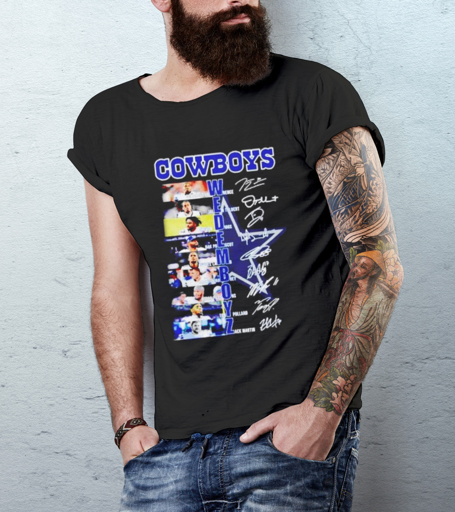 COWBOYS WE DEM BOYZ Dak Prescott DeMarcus Lawrence Trevon Diggs Brett Maher Tony Pollard CeeDee Lamb Zack Martin Dallas Players Signatures T-Shirt