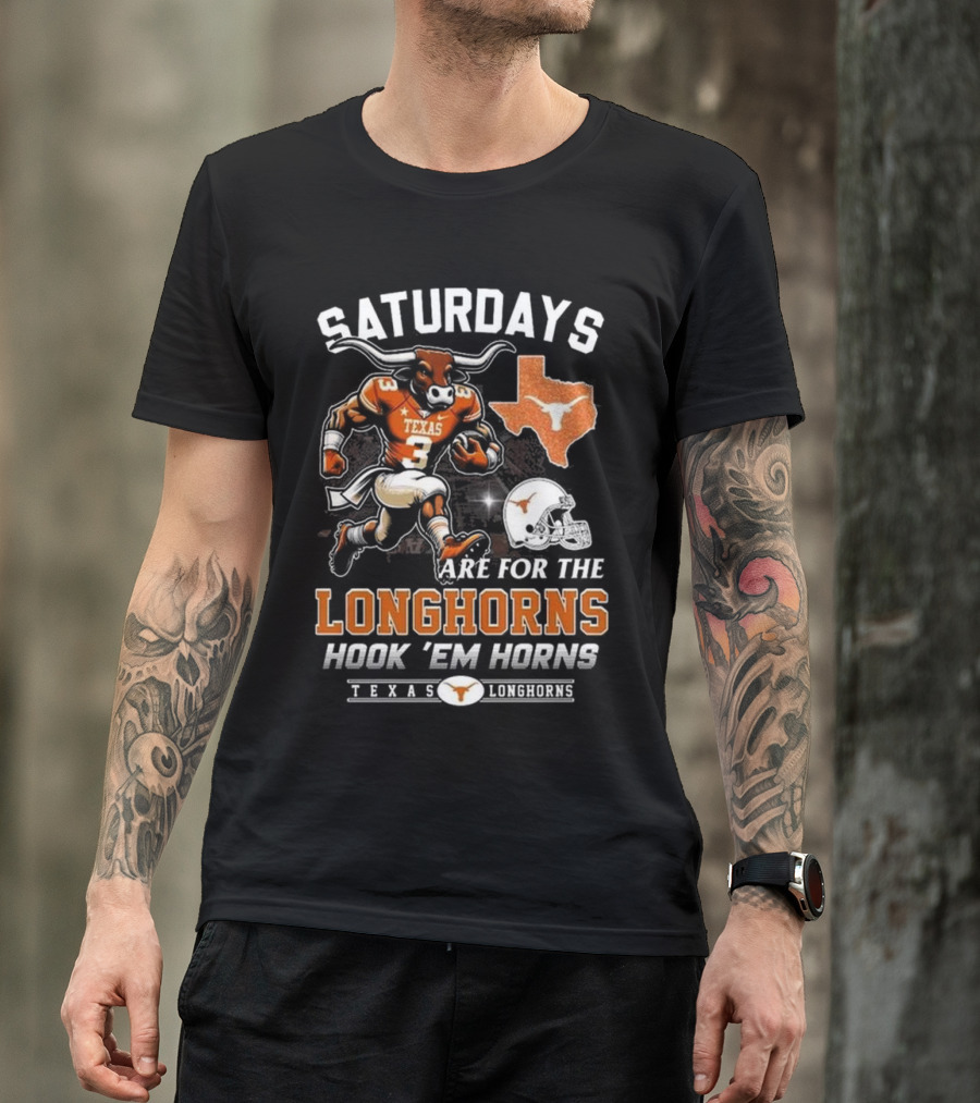Texas Longhorns Saturdays Are For The Longhorns Hook 'Em Horns Mascot Map T-Shirt