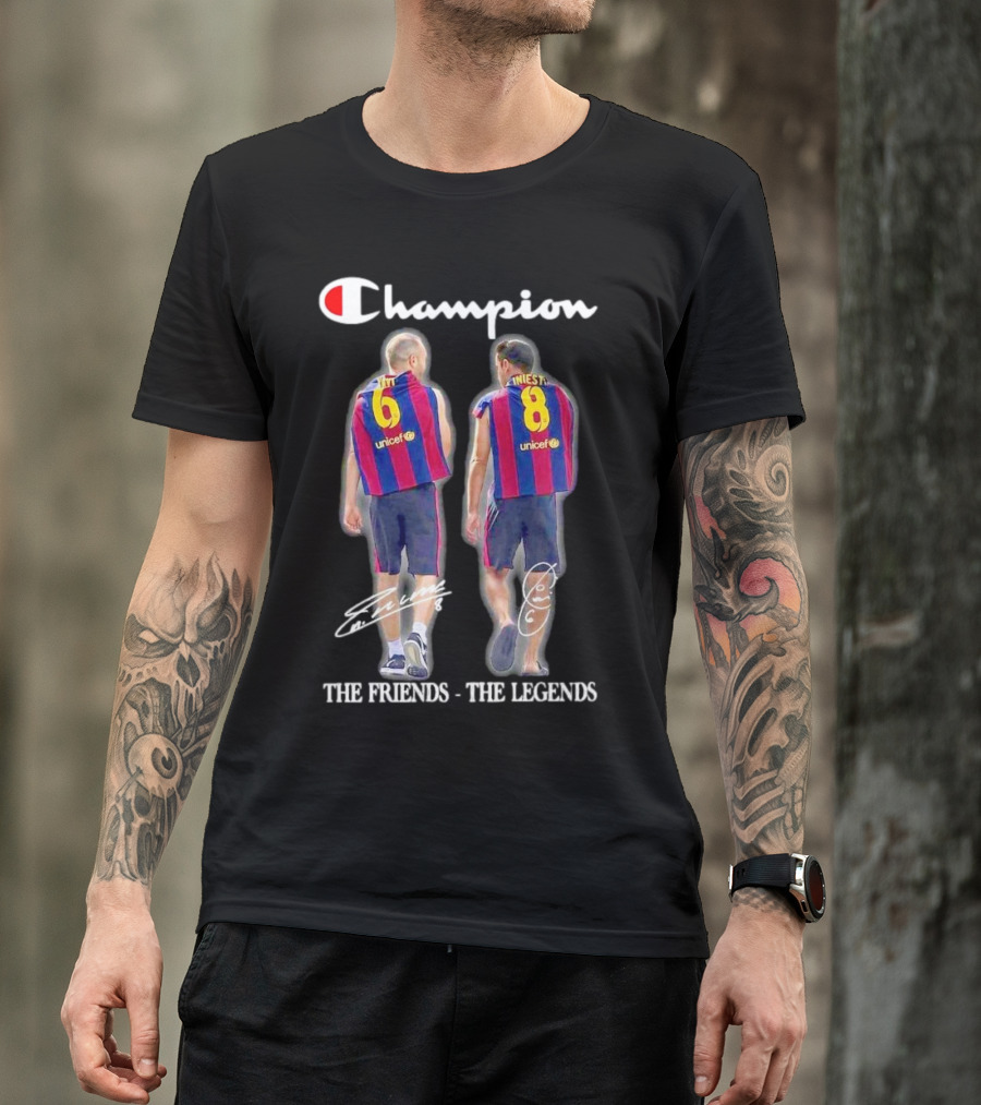 Champion Barcelona Xavi Iniesta The Friends The Legends Signatures T-Shirt
