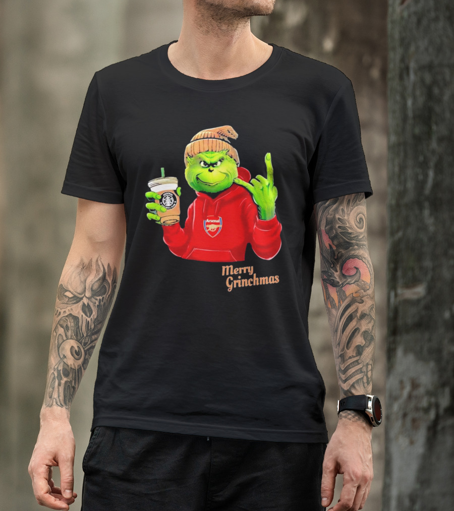 Grinch Arsenal FC Red Hoodie Merry Grinchmas Coffee Cup T-Shirt