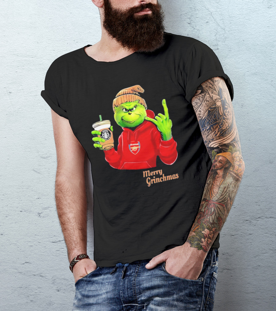 Grinch Arsenal FC Red Hoodie Merry Grinchmas Coffee Cup T-Shirt