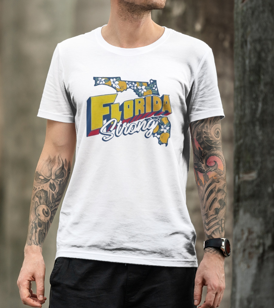 Florida Strong Hurricane Milton Pray Orange Blossom Map T-Shirt