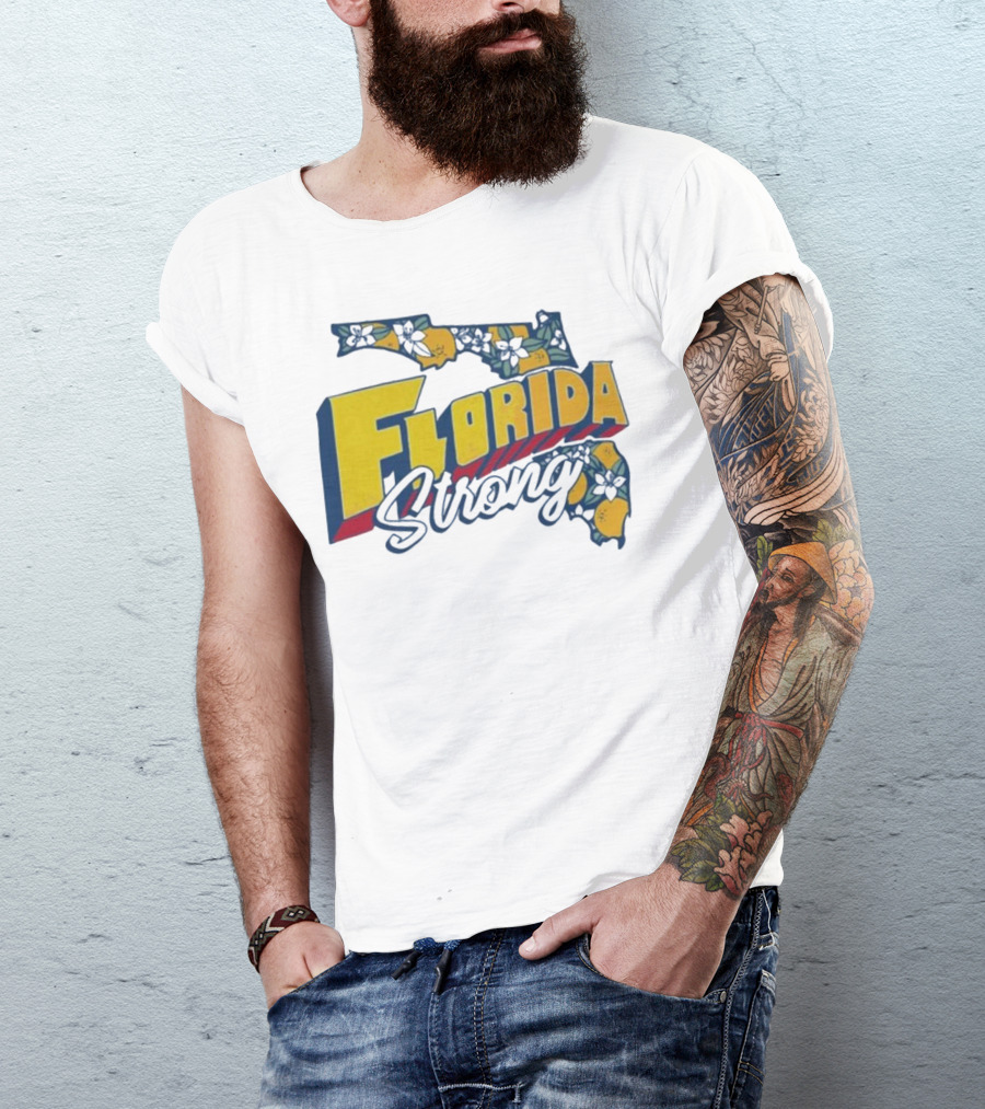 Florida Strong Hurricane Milton Pray Orange Blossom Map T-Shirt