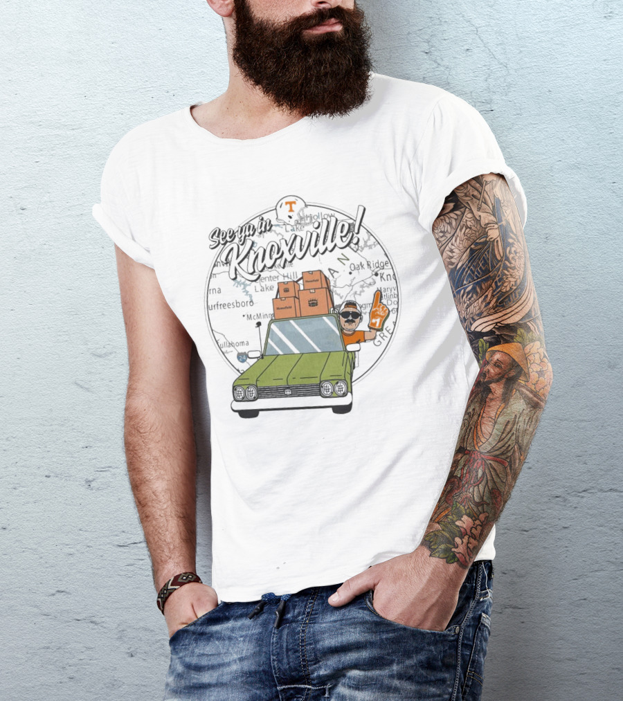 See Ya In Knoxville Tennessee Volunteers Football Fan Map T-Shirt