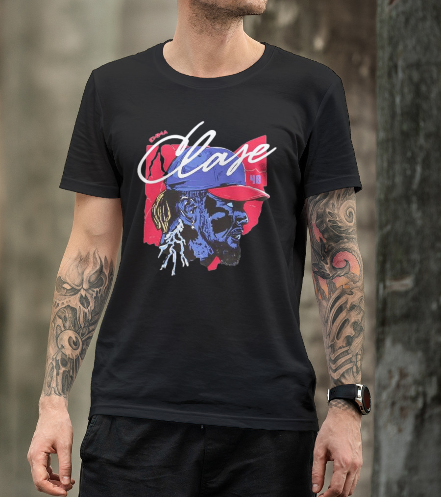 Emmanuel Clase Cleveland Guardians 48 Lightning Signature T-Shirt