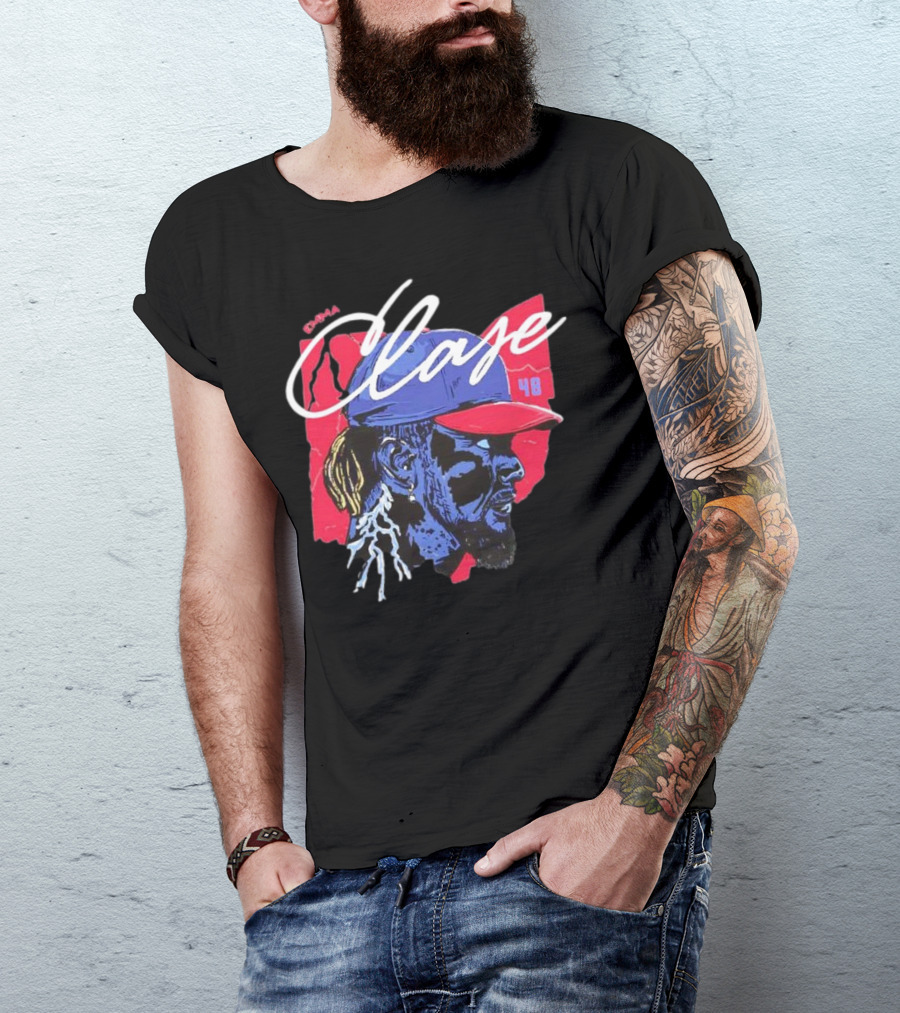Emmanuel Clase Cleveland Guardians 48 Lightning Signature T-Shirt