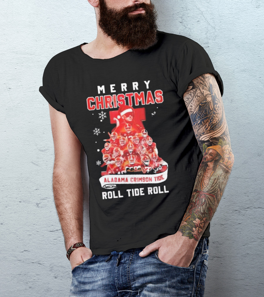 Merry Christmas Alabama Crimson Tide Roll Tide Roll T-Shirt