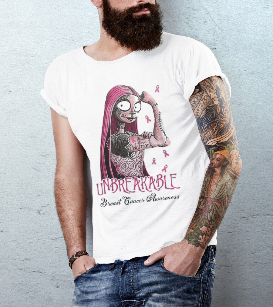 The Nightmare Before Christmas Sally Unbreakable Breast Cancer Awareness Warrior T-Shirt
