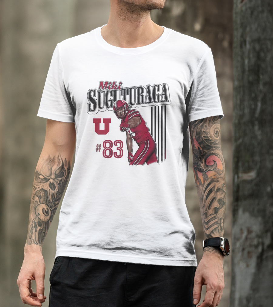 Miki Suguturaga Utah Utes #83 Football Cartoon Player T-Shirt