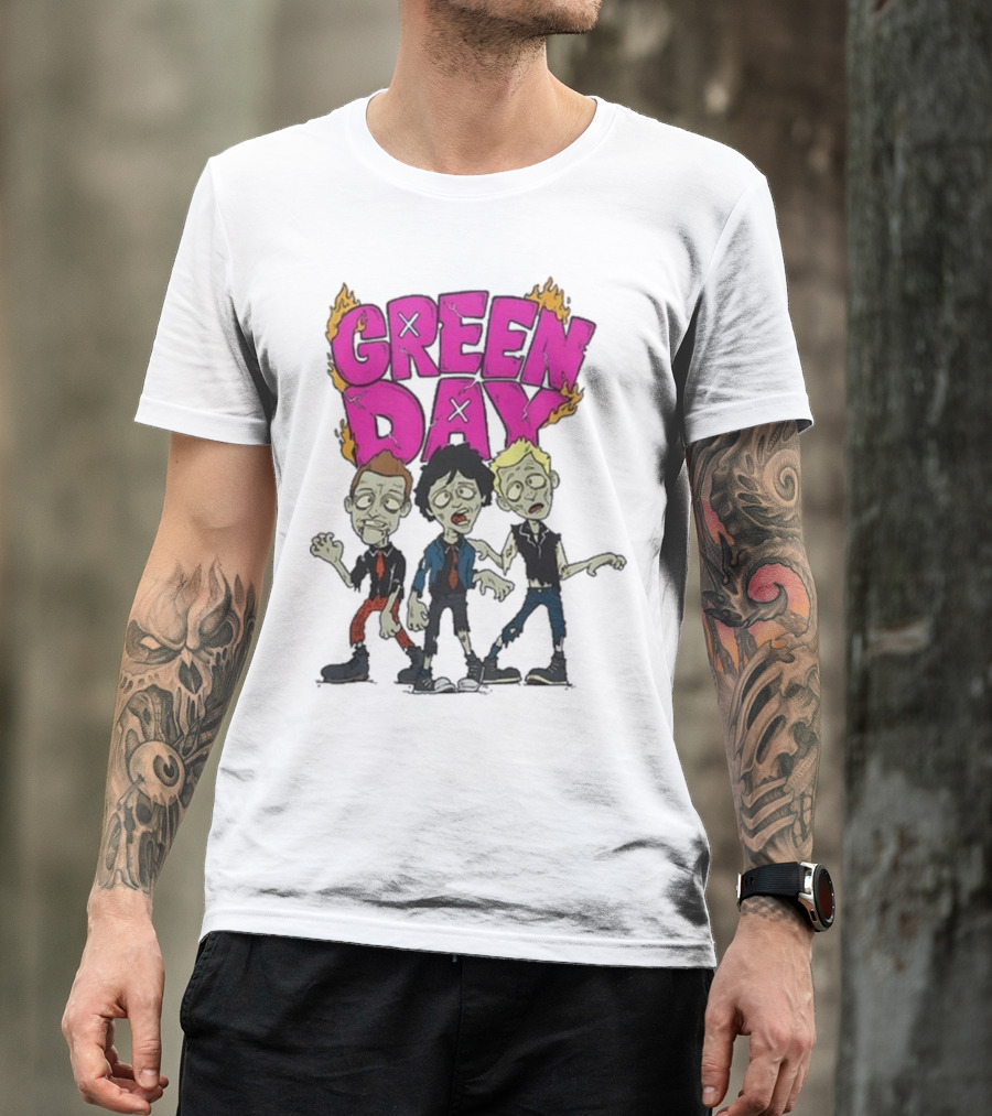 Green Day Zombie Band Cartoon Characters T-Shirt