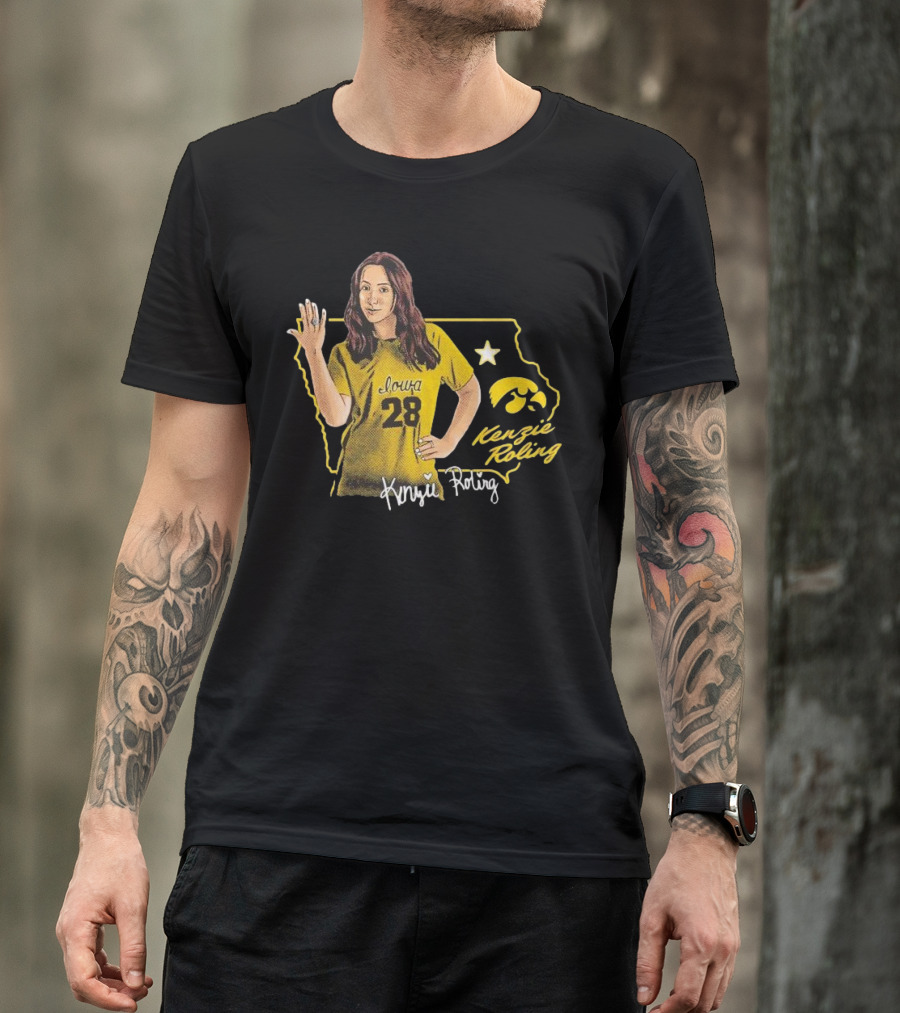 Iowa Kenzie Roling 28 Hawkeyes Cartoon Player T-Shirt