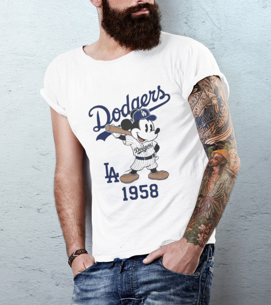 Mickey Mouse Los Angeles Dodgers 1958 LA Baseball T-Shirt