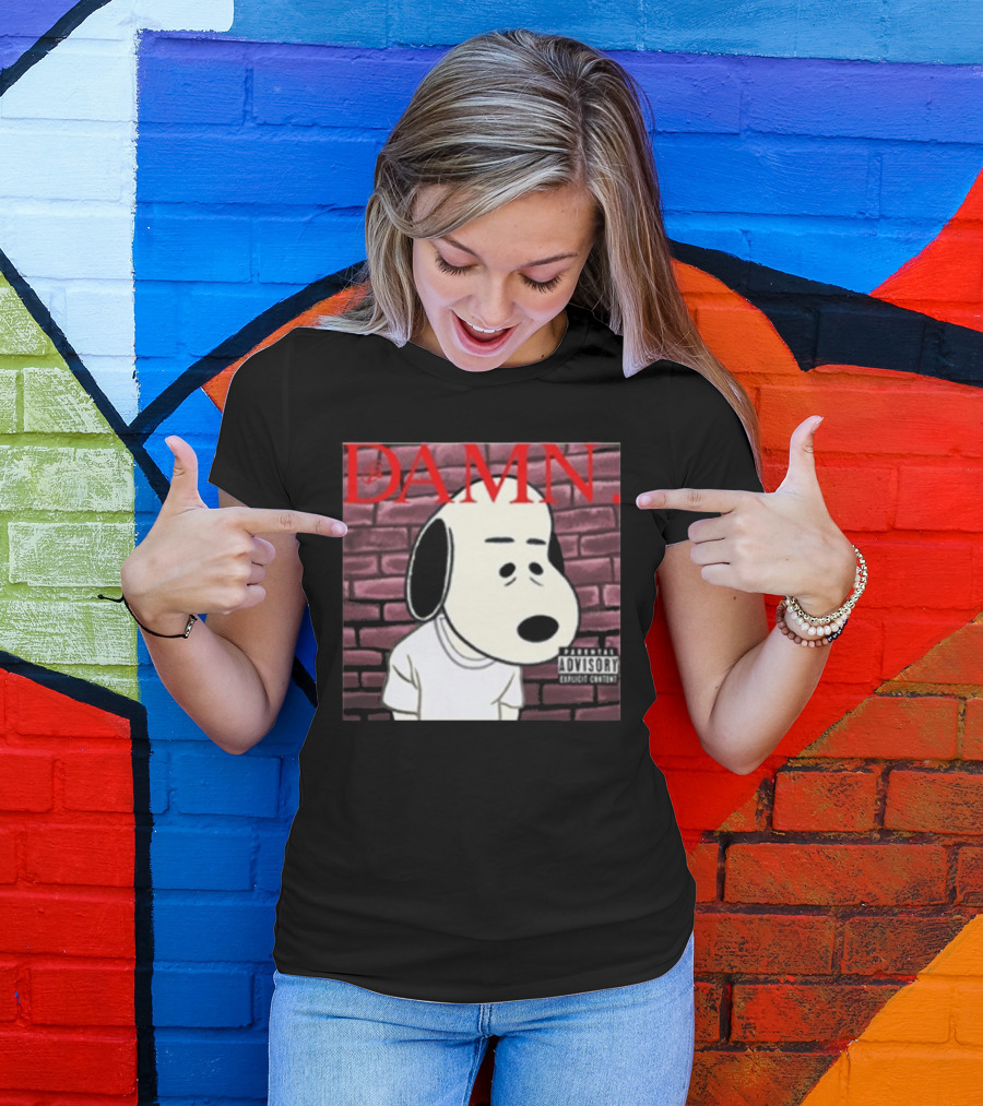Damn. Snoopy Parental Advisory Brick Wall T-Shirt