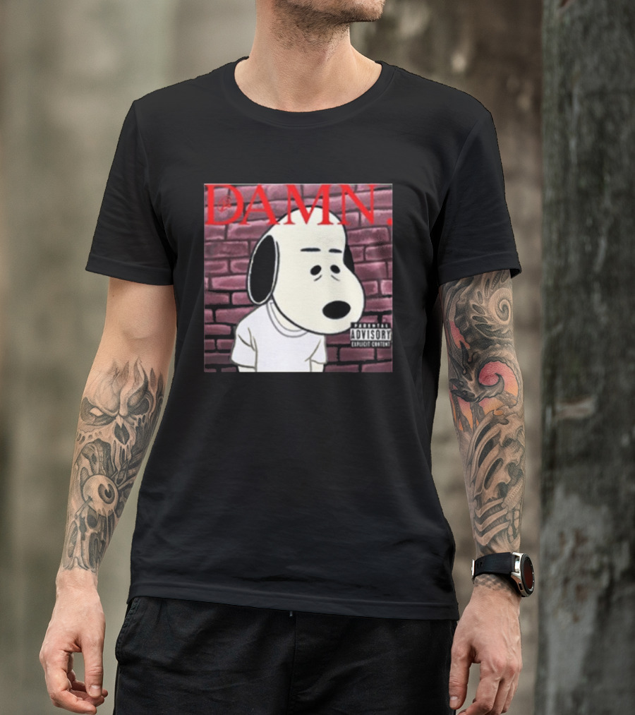 Damn. Snoopy Parental Advisory Brick Wall T-Shirt