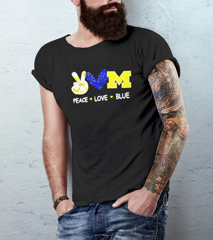 Peace Love M Blue T-Shirt