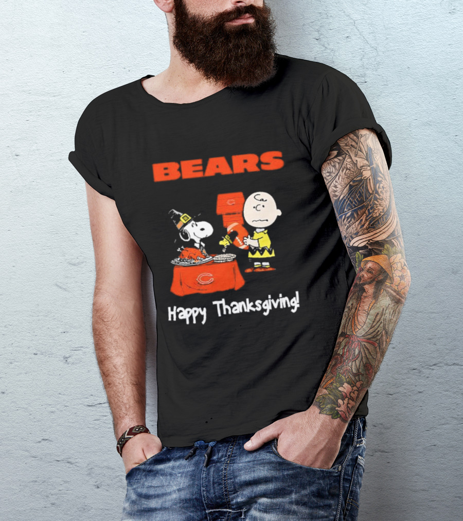 BEARS Chicago Charlie Brown And Snoopy Happy Thanksgiving T-Shirt