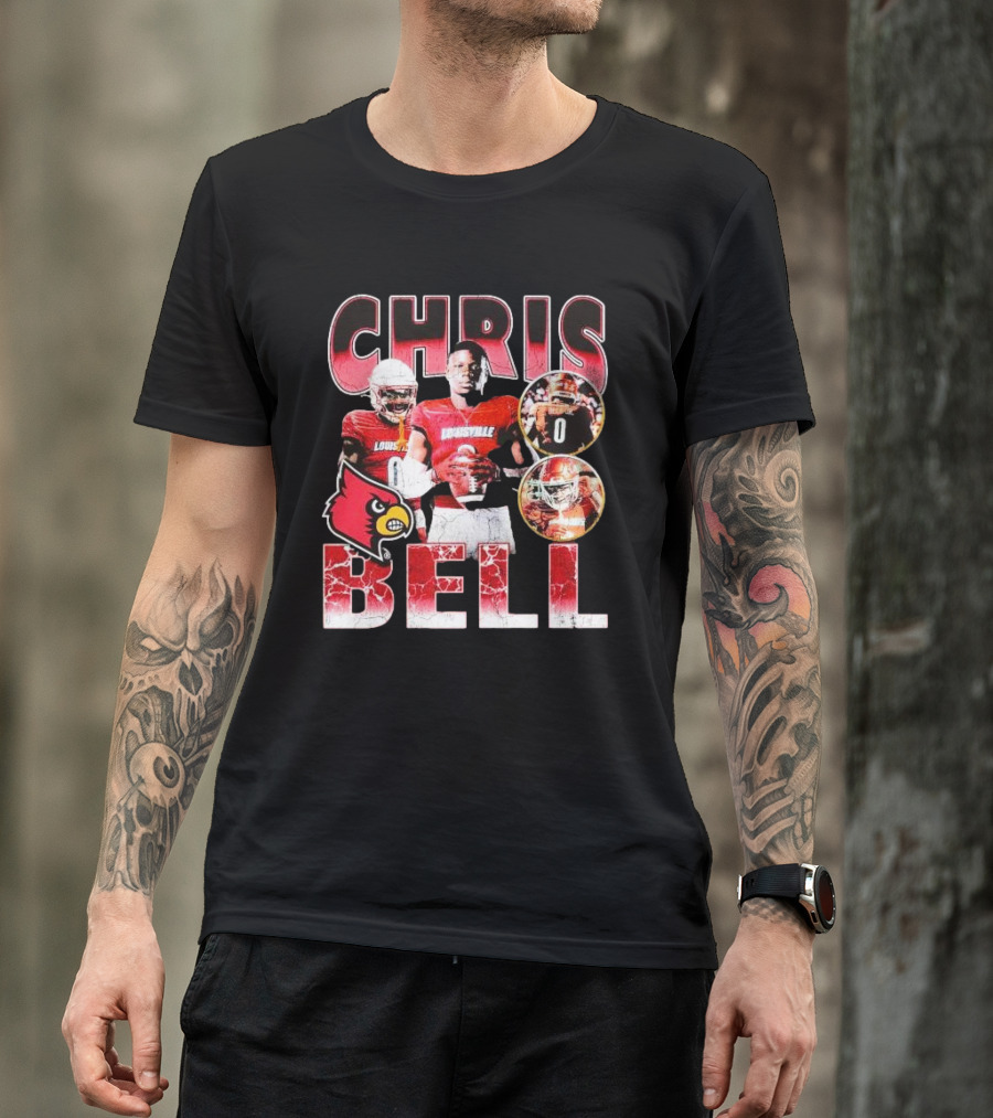 Chris Bell Louisville Cardinals Football Number 0 Retro Signature T-Shirt