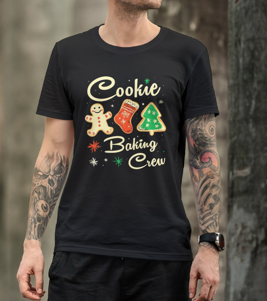 Cookie Baking Crew Christmas Gingerbread Stocking Tree Cookies T-Shirt