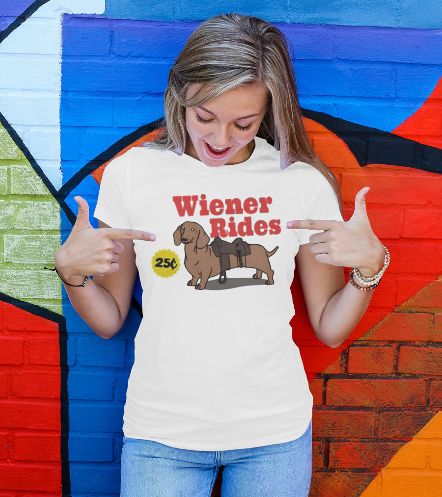 Wiener Rides 25C Dachshund With Saddle T-Shirt