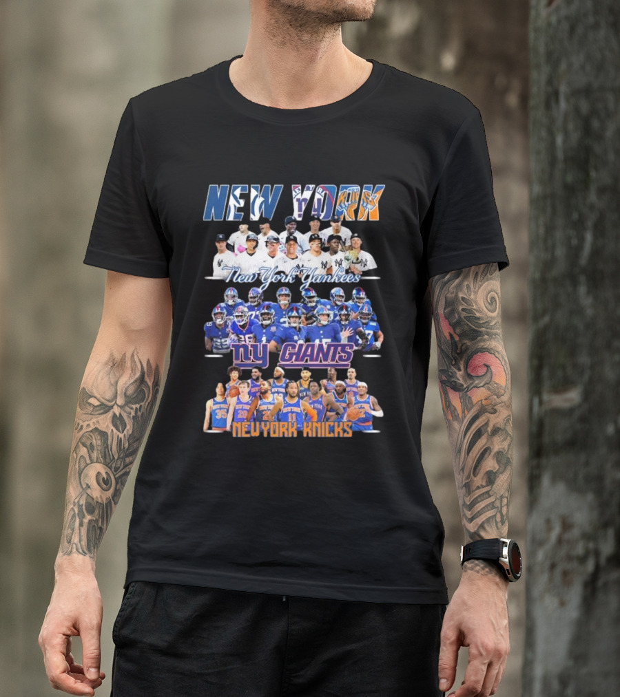 New York Yankees NY Giants New York Knicks Team Players T-Shirt