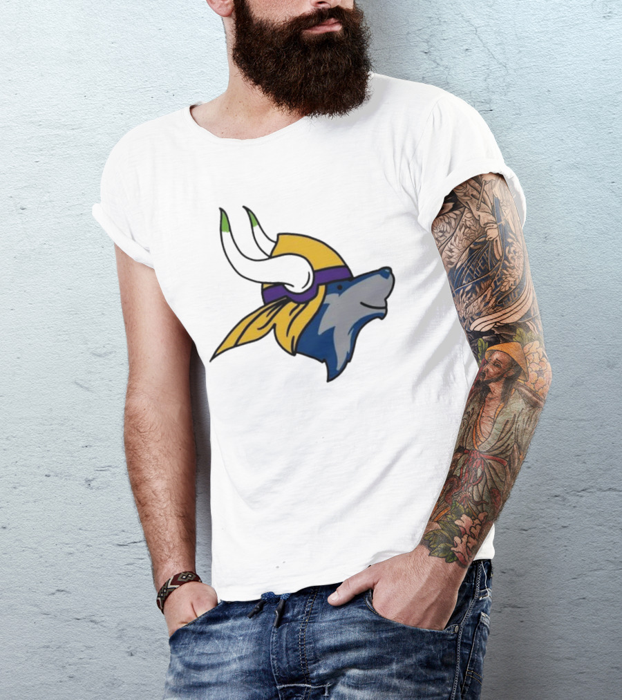 Minnesota Timbervikes Wolf And Viking Helmet Mashup T-Shirt