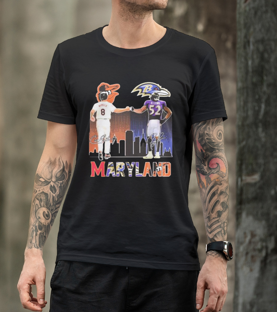 Maryland Sports Baltimore Orioles Ripken Baltimore Ravens Lewis Signatures T-Shirt