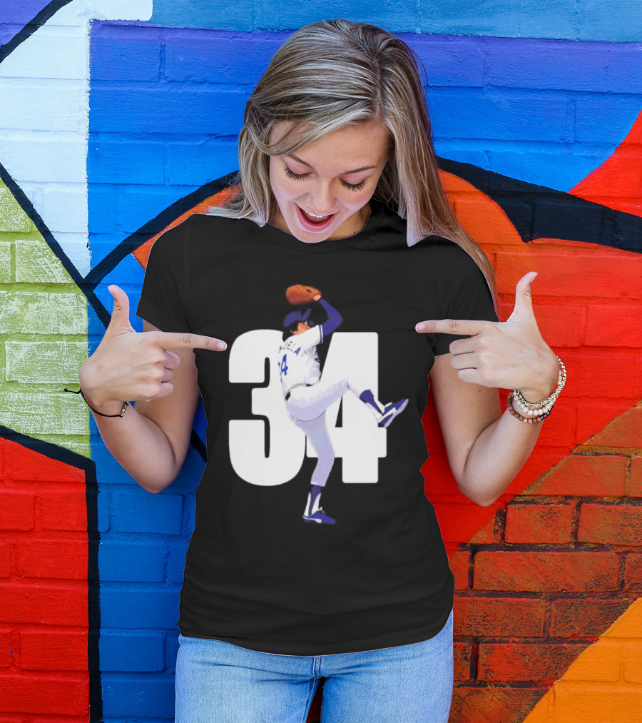 34 Fernando Valenzuela Pitcher Los Angeles Dodgers T-Shirt