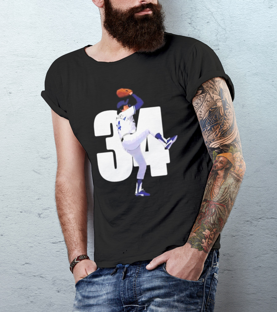 34 Fernando Valenzuela Pitcher Los Angeles Dodgers T-Shirt