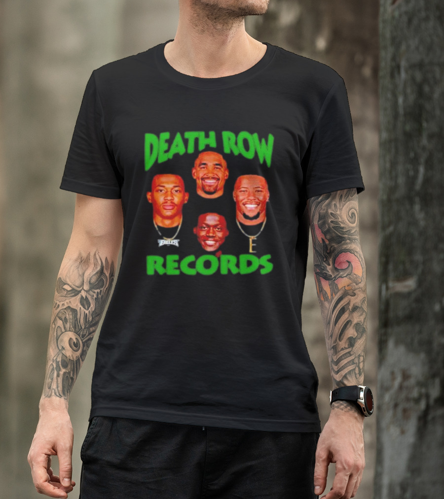 Philadelphia Eagles Death Row Records AJ Brown Jalen Hurts Devonta Smith Saquon Barkley T-Shirt