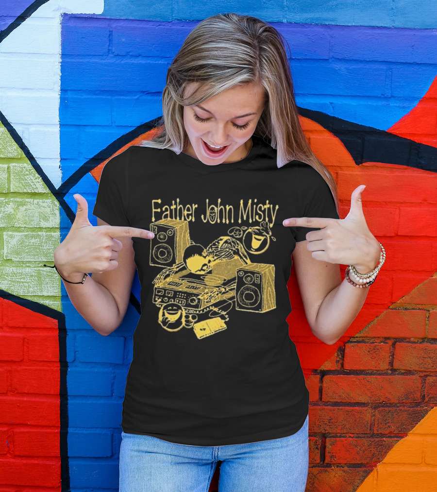 Father John Misty DJ Cartoon Skeleton With Speakers T-Shirt