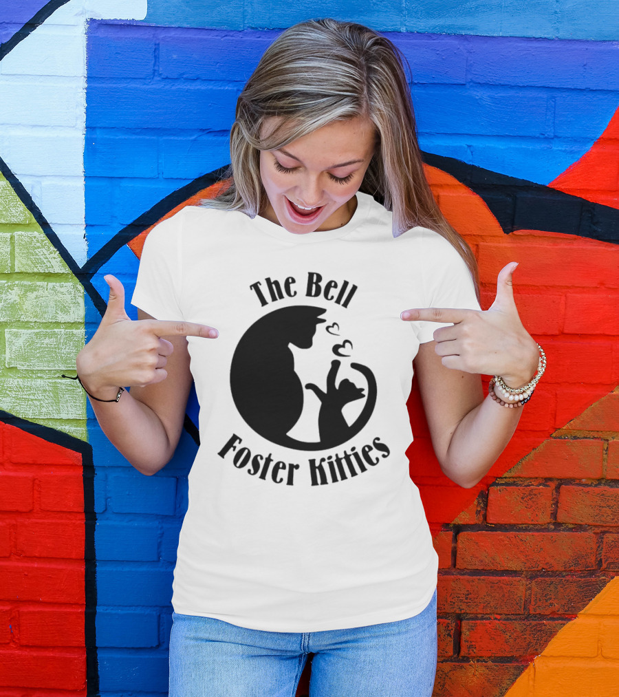 The Bell Foster Kitties Cat Silhouette With Hearts T-Shirt