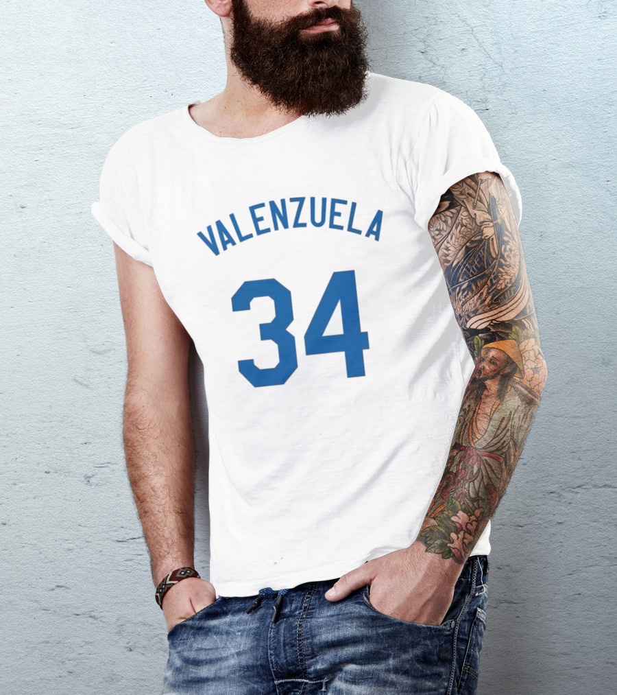 Valenzuela 34 Los Angeles Dodgers Fernando Valenzuela Iconic Baseball Jersey Number T-Shirt