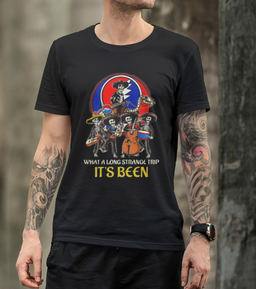 Grateful Dead What A Long Strange Trip It’s Been Skeleton Band Steal Your Face T-Shirt